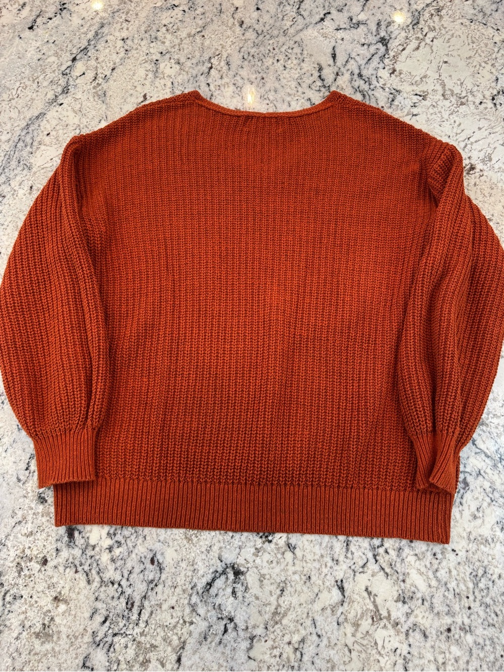 Old Navy Rust Orange Chunky Knit V Neck Sweater Size L Oversized - Picture 11 of 11
